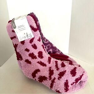 SUMMER &‎ ROSE Burgundy & Lavender Animal Leopard Print Sock Trio Set-BRAND NEW!